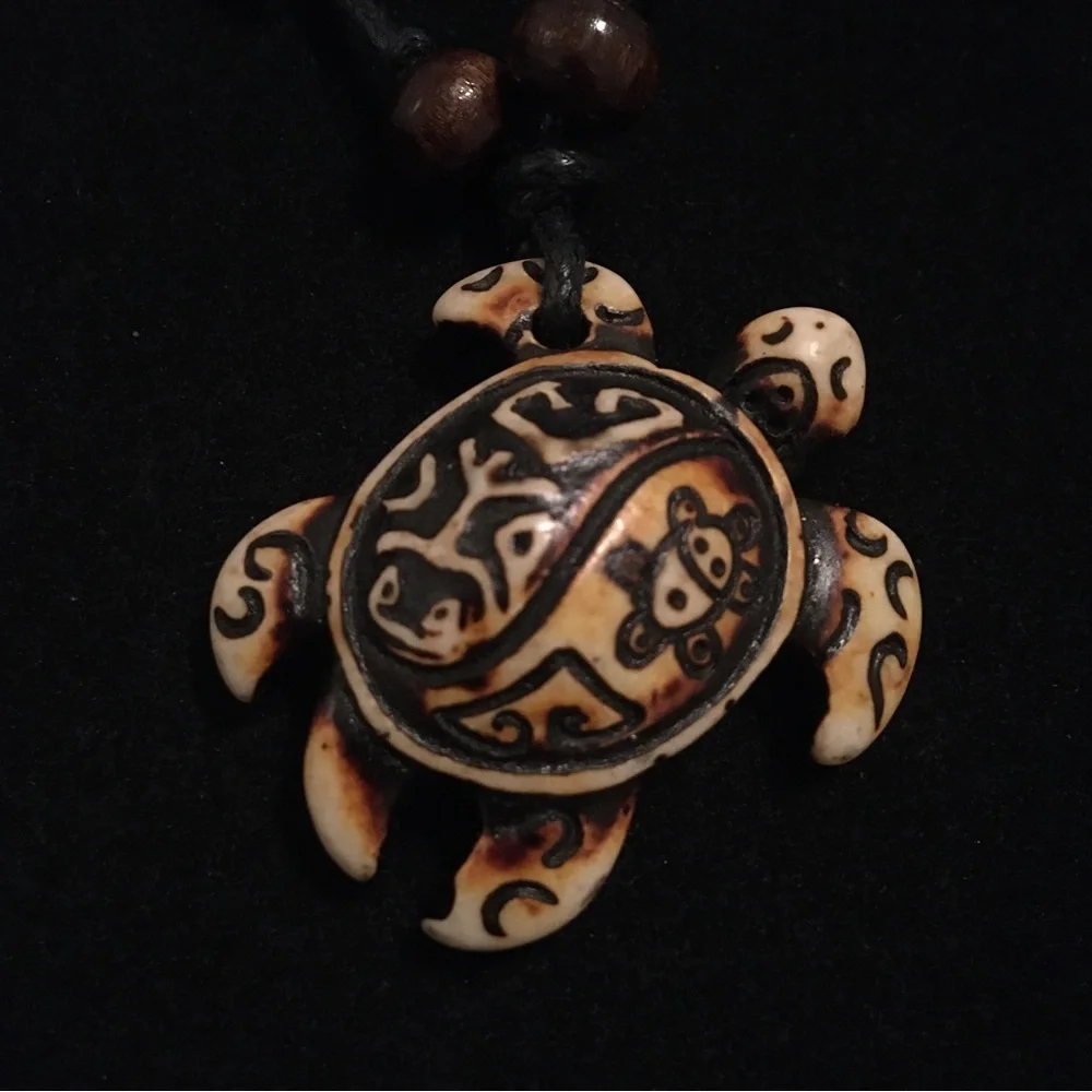 Turtle Yak Bone Carving Pendant Necklace - Picture 3 of 6